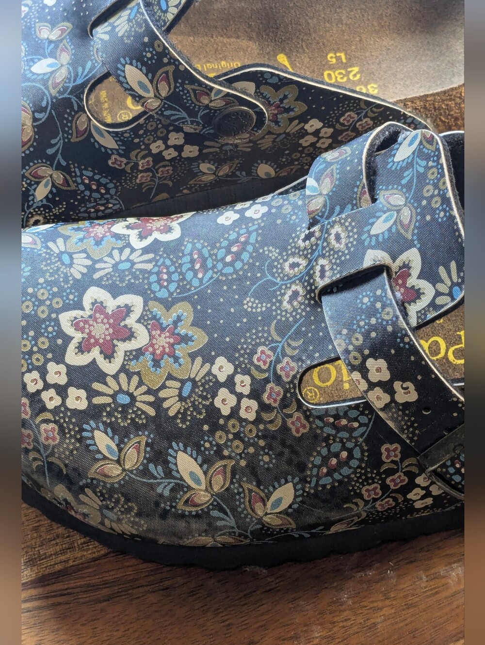 Papillio Birkenstock Floral Clogs EU 36 US 5 5.5 Black Boho Comfort Shoes - Picture 4 of 14